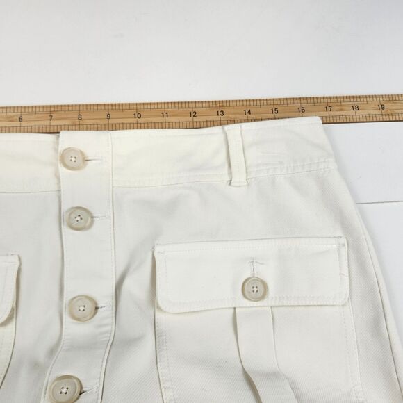 LOFT Cream Utility Skirt Button Front Safari Military Cotton Twill Size 12 - Picture 7 of 9
